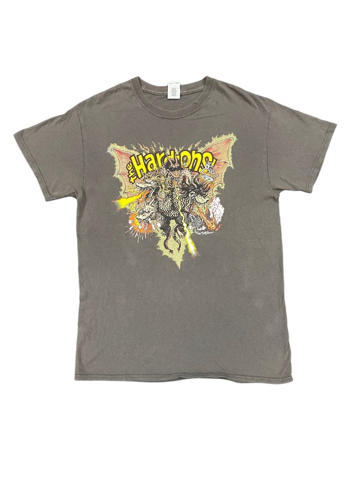 image of Band Tees x Buddha To Buddha Hard Ons! Distressed Band Tee in Fade To Grey, Men's (Size Medium)