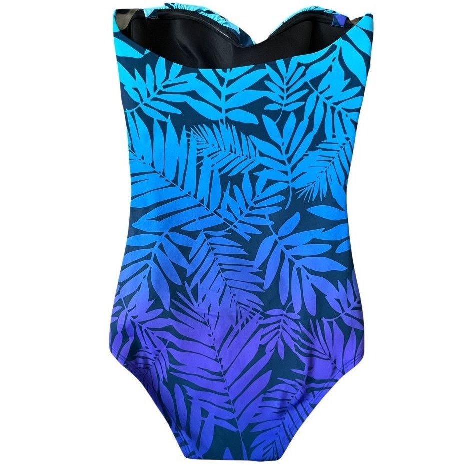 Other Bleu by Rod Beattie Palm-Print Bandeau Swimsuit, US4 Size ONE SIZE - 6 Thumbnail