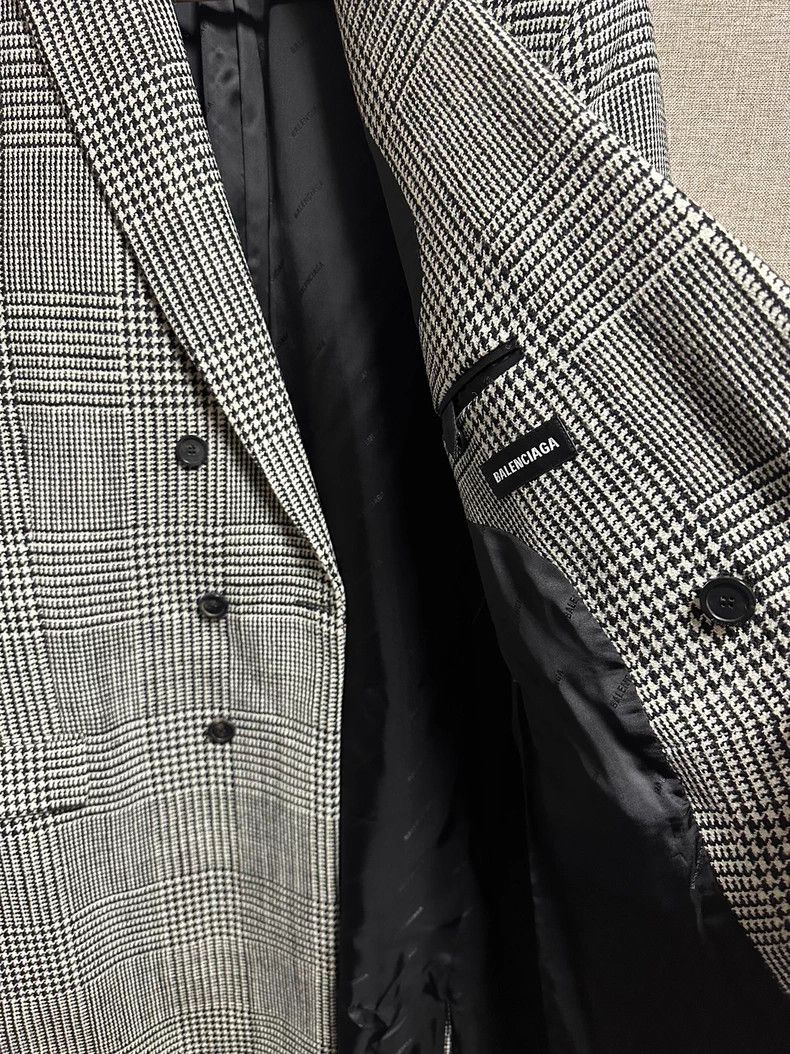 Balenciaga Balenciaga Sleeve Logo Woolen Plaid Wool Coat Size US S / EU 44-46 / 1 - 5 Thumbnail