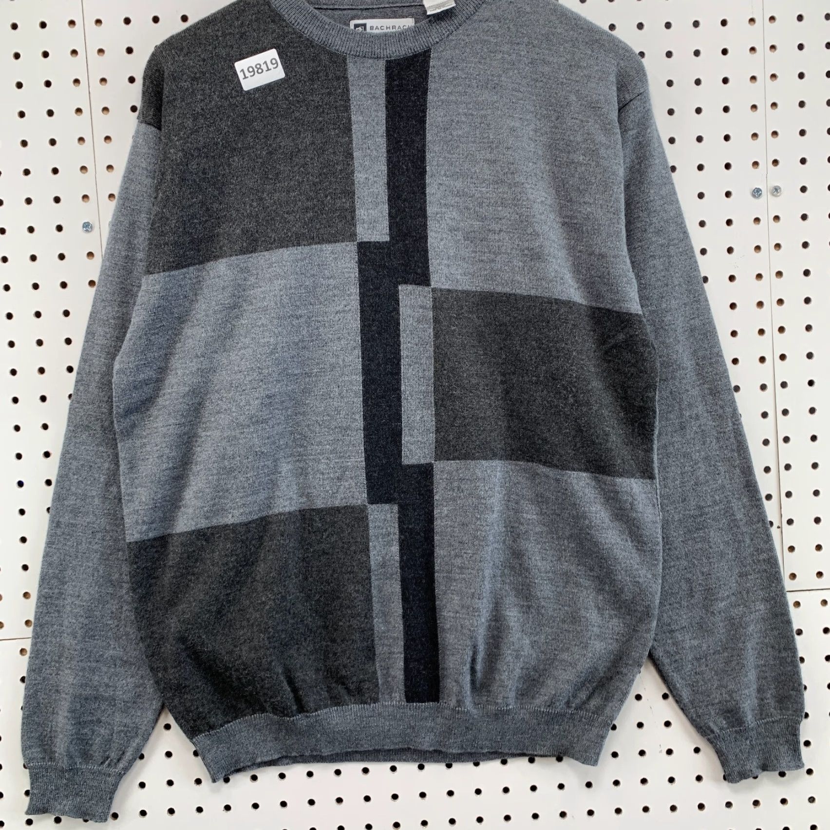 Vintage Bachrach Wool Blend Sweater Gray Made In Italy Long Sleeve Mens Large 22x28 Size US L / EU 52-54 / 3 - 6 Thumbnail