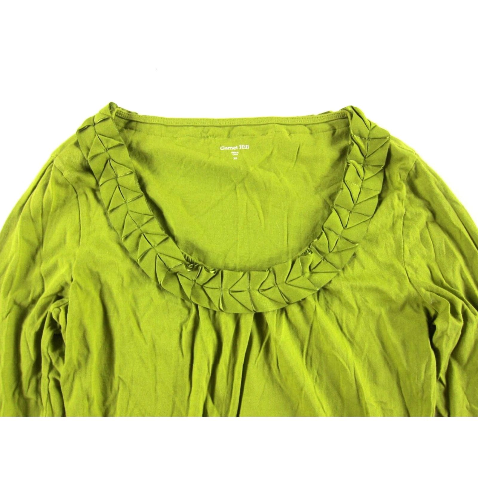 Vintage Garnet Hill Lime Green Cotton Long Sleeve Round Neck T-Shirt Blouse XS Size XS / US 0-2 / IT 36-38 - 4 Thumbnail