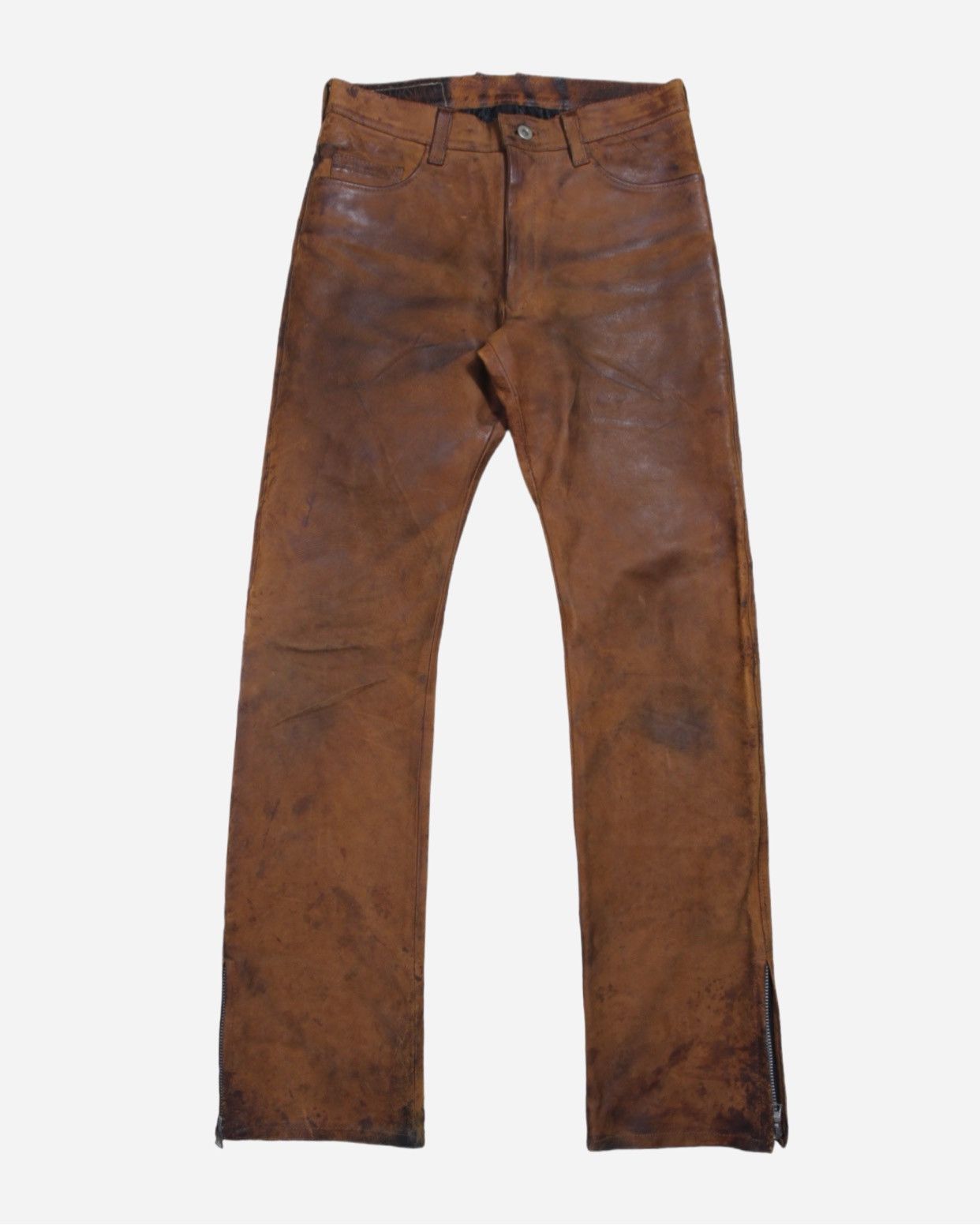 image of Isamu Katayama Backlash x Leather 2001 Isamu Katayama Backflash Leather Pants in Brown (Size 29)