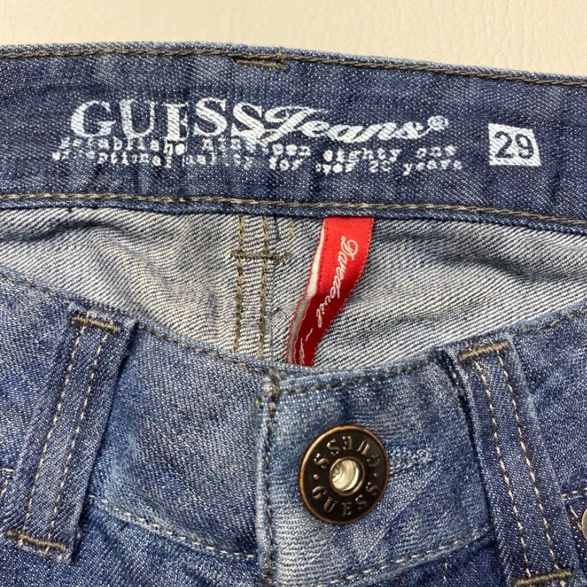 Guess VINTAGE Guess Y2K Women's Daredevil Flare Jeans 29x34 Nice Fade 8172 - Denim Blue 5-Pocket Jeans Size 29" - 4 Thumbnail