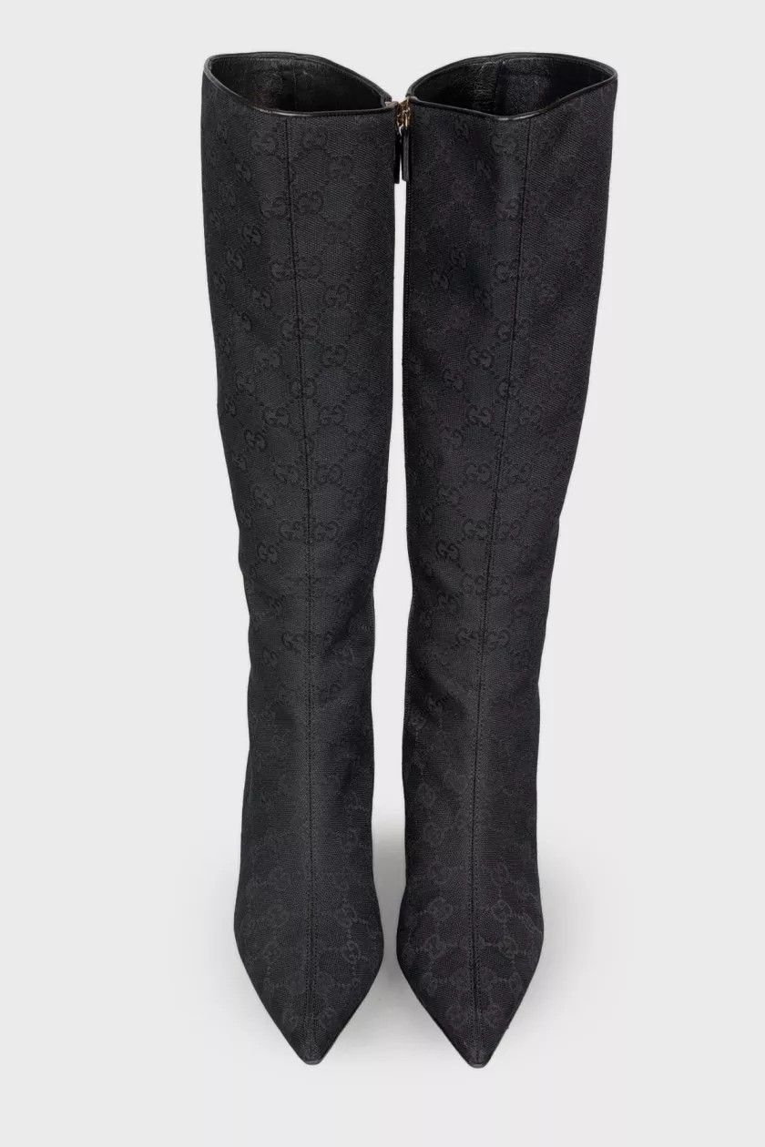 Gucci 🔴 GUCCI Heels Boots Monogram Black Tall GG Zip TOM FORD Size US 6 / IT 36 - 3 Thumbnail