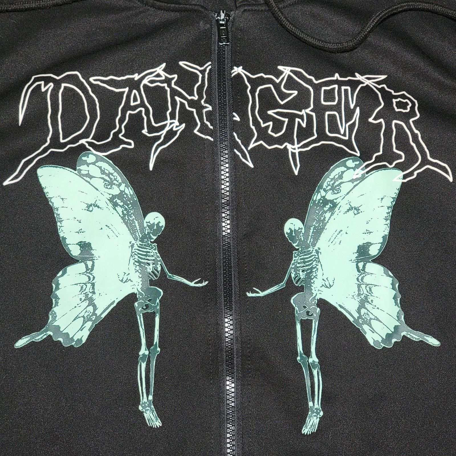 Shein Shein LS Full Zip Gothic Hoodie Jacket "Danger" - Medium Size M / US 6-8 / IT 42-44 - 3 Thumbnail