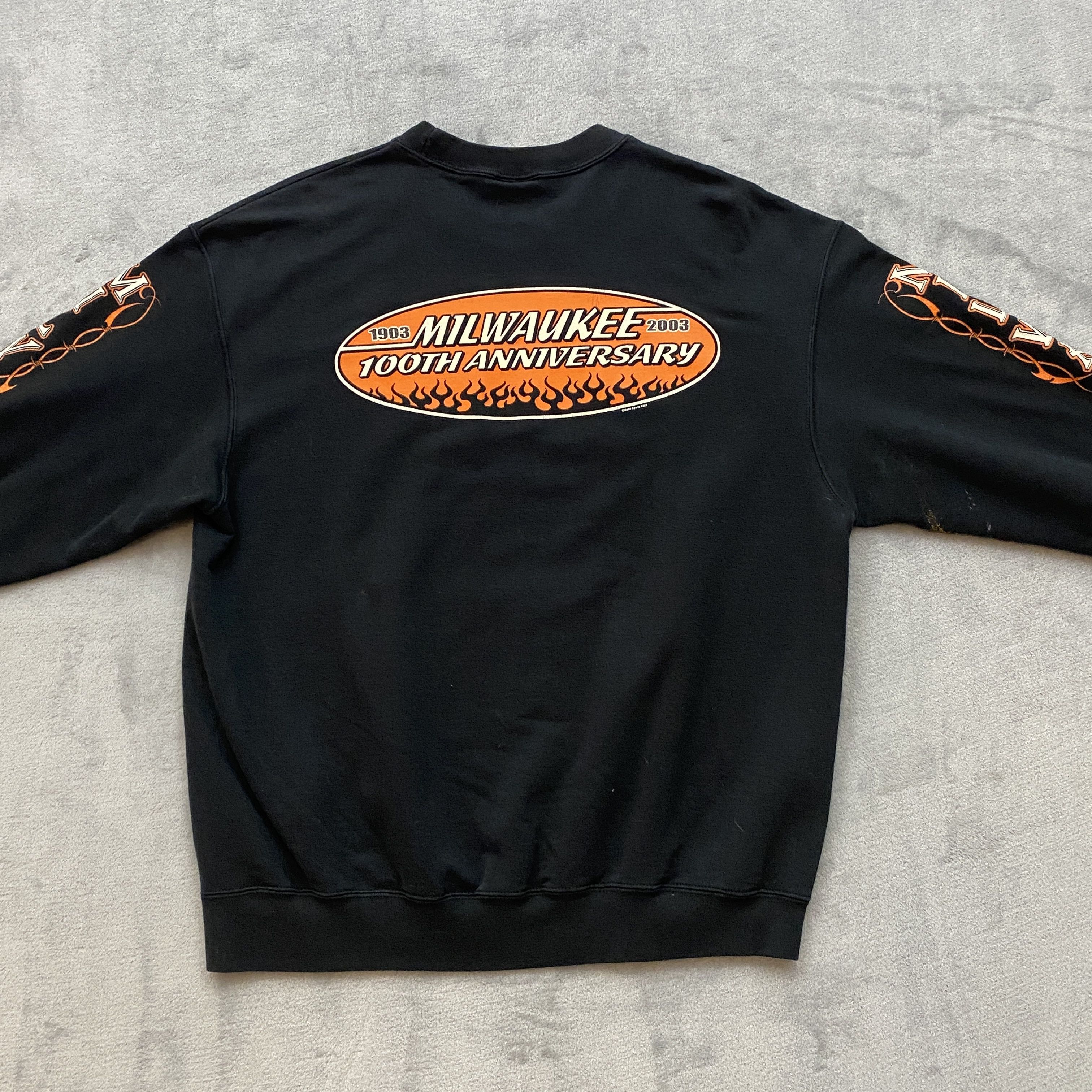 Harley Davidson × Vintage Sweatshirt Men Large MILWAUKEE 100TH ANNIVERSARY Size US L / EU 52-54 / 3 - 10 Thumbnail