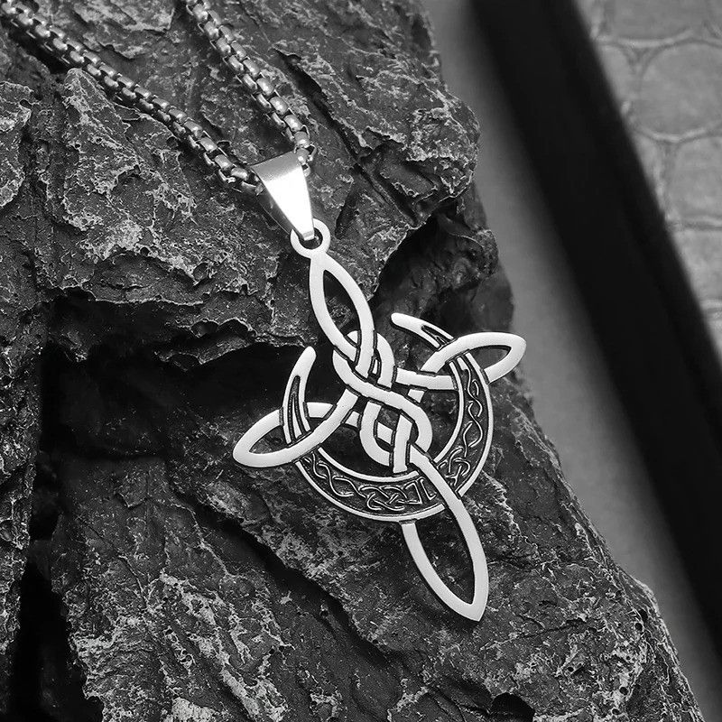 Vintage Knot Moon Cross Pendant Necklace Size ONE SIZE - 2 Thumbnail
