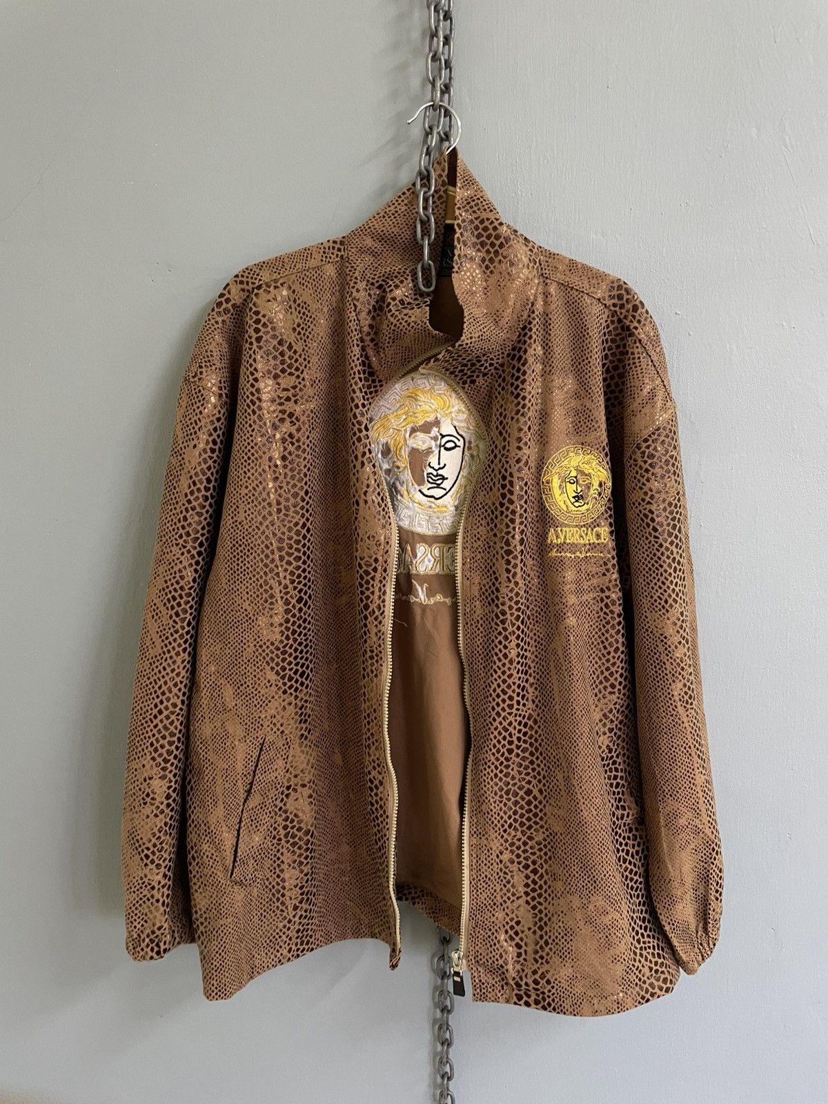 Versace Vintage A. versace snake skin style zip up jacket Size US XL / EU 56 / 4 - 6 Thumbnail
