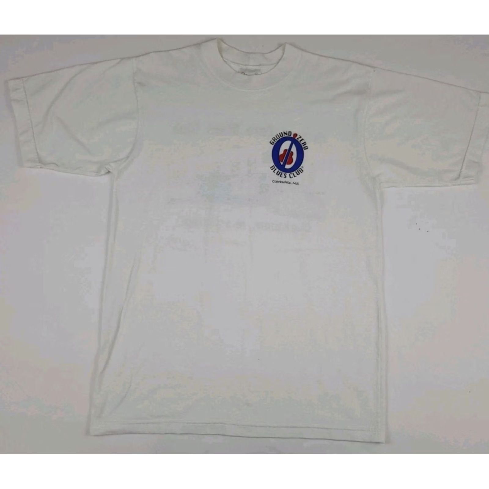 Vintage Vintage Ground Zero Blues Club Clarksdale Mississippi Print T Shirt USA Made 90s Mens M White Short Sleeve Crew Neck Gator USA Shirt Size US M / EU 48-50 / 2 - 2 Thumbnail