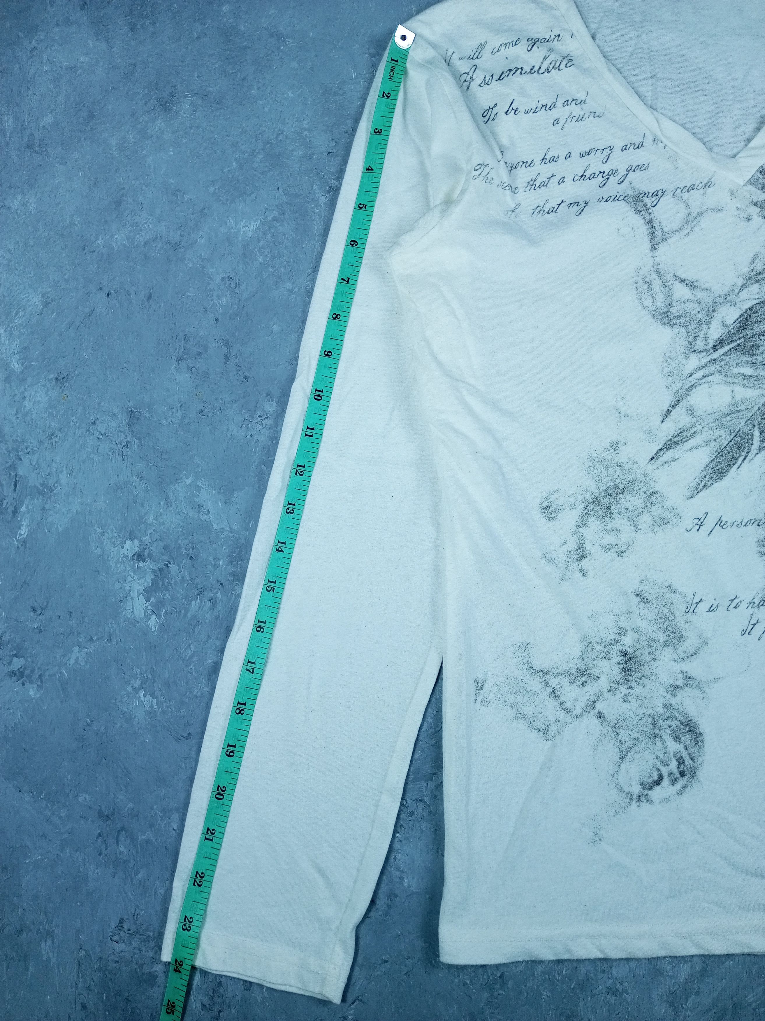 Japanese Brand SEMANTIC DESIGN POEM V NECK LONG SLEEVE TSHIRT Size US M / EU 48-50 / 2 - 7 Thumbnail