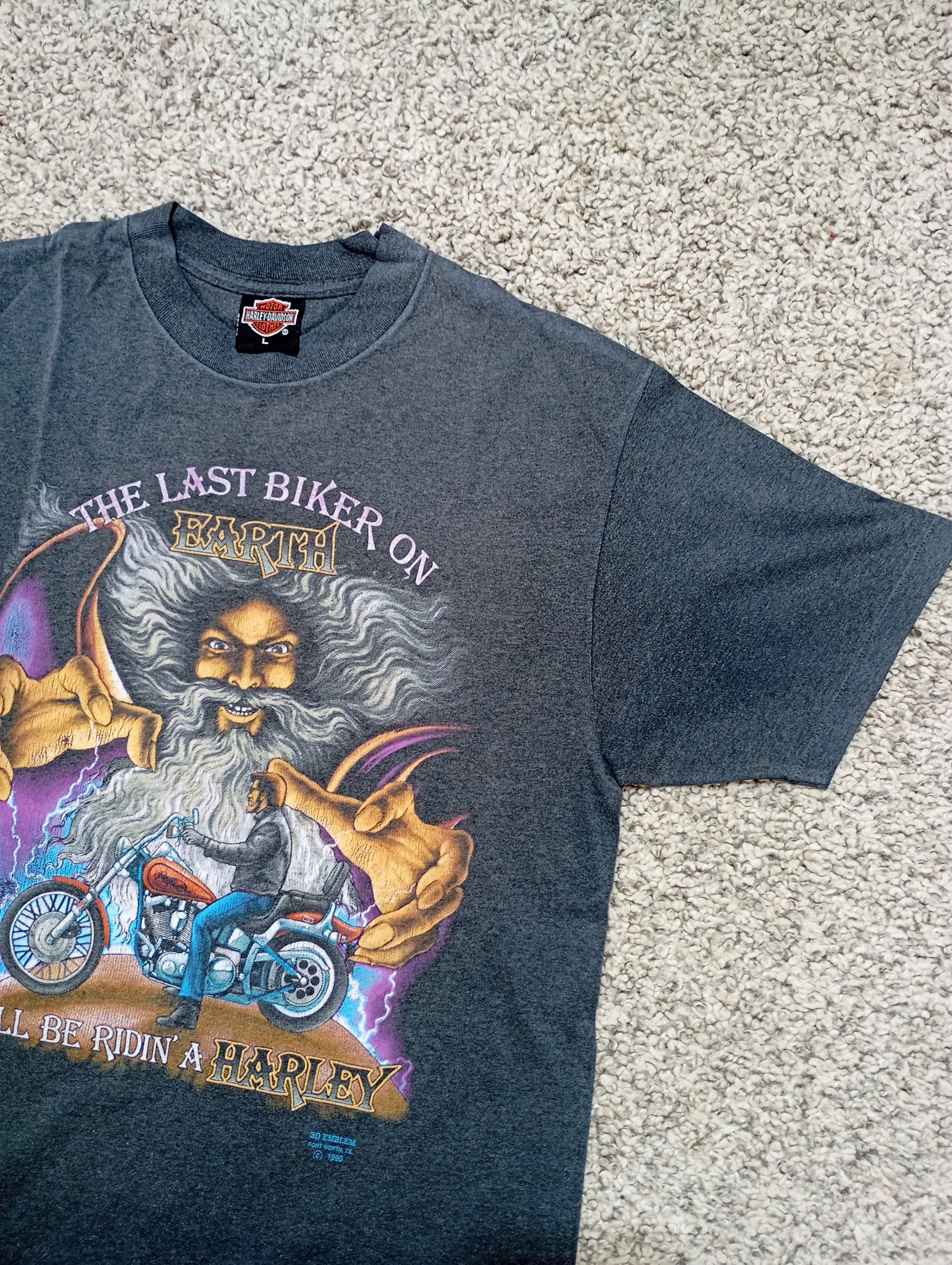 Harley Davidson Harley Davidson 1990 3D Emblem Last Biker On Earth T-shirt L Size US L / EU 52-54 / 3 - 8 Thumbnail