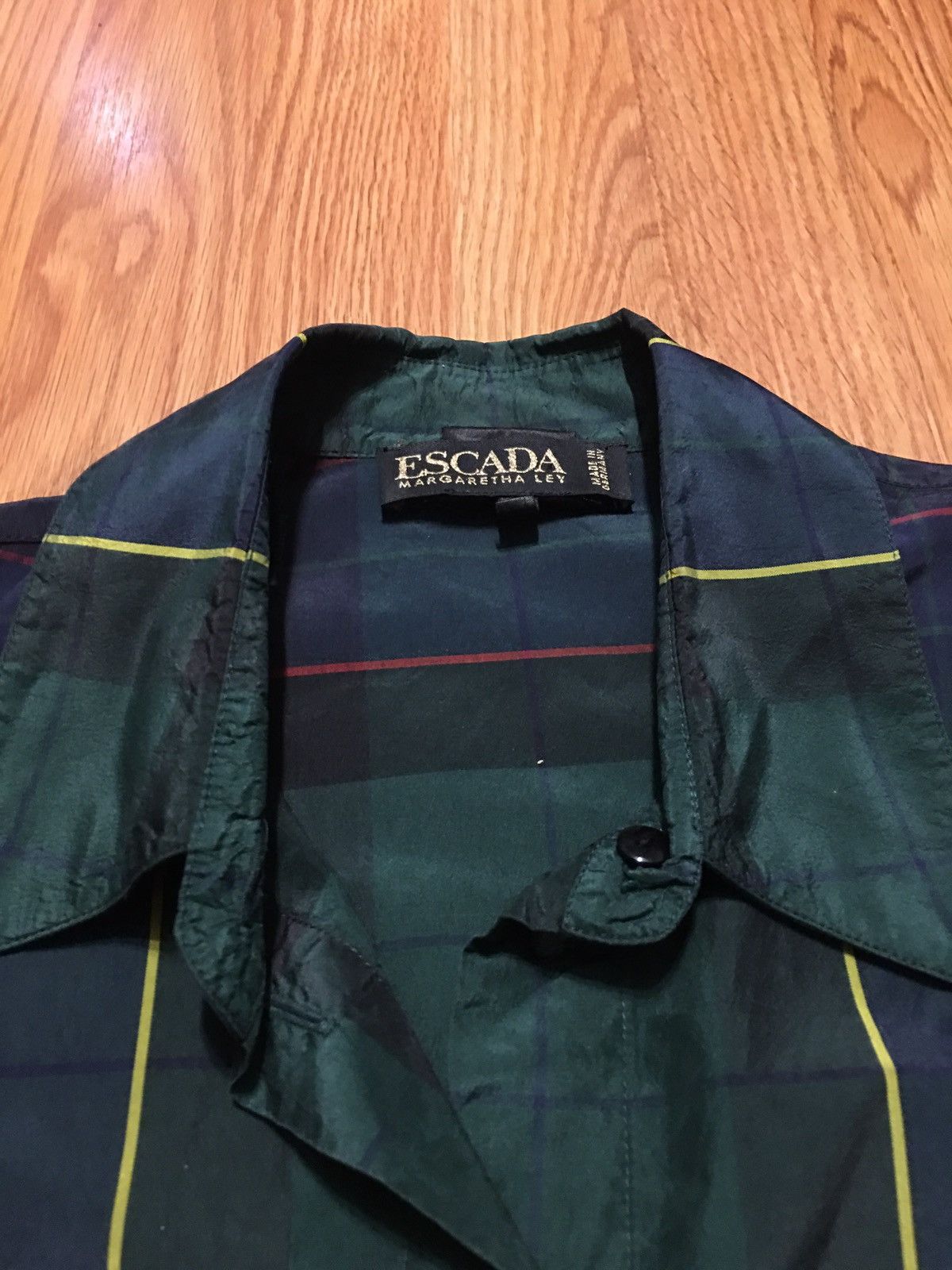 Escada ESCADA Silk Green Blue Check Blouse Shirt Size EU 38 Size S / US 4 / IT 40 - 6 Thumbnail