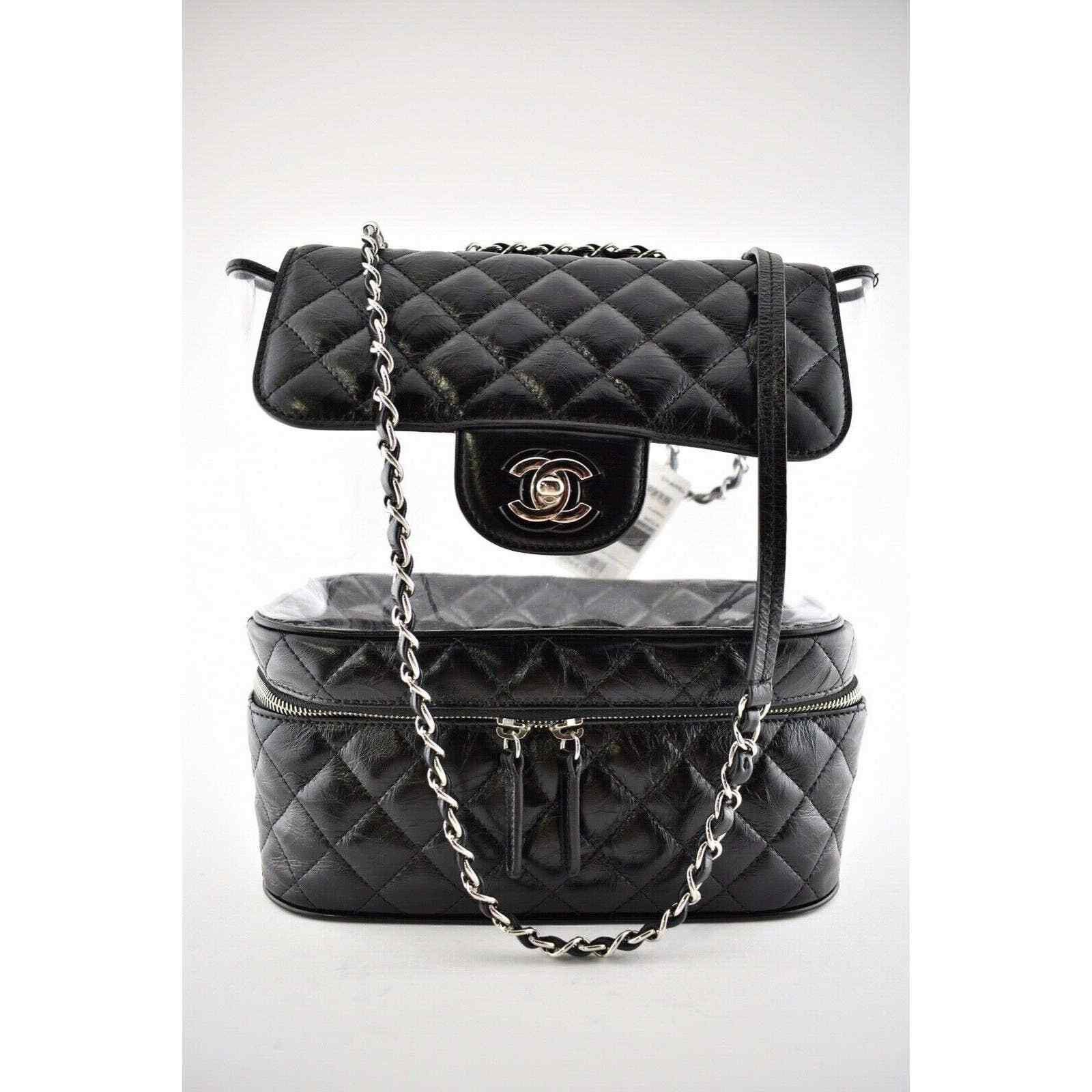 Chanel Chanel Calfskin PVC Quilted Large Silver Chain Shoulder Bag Size ONE SIZE - 4 Thumbnail