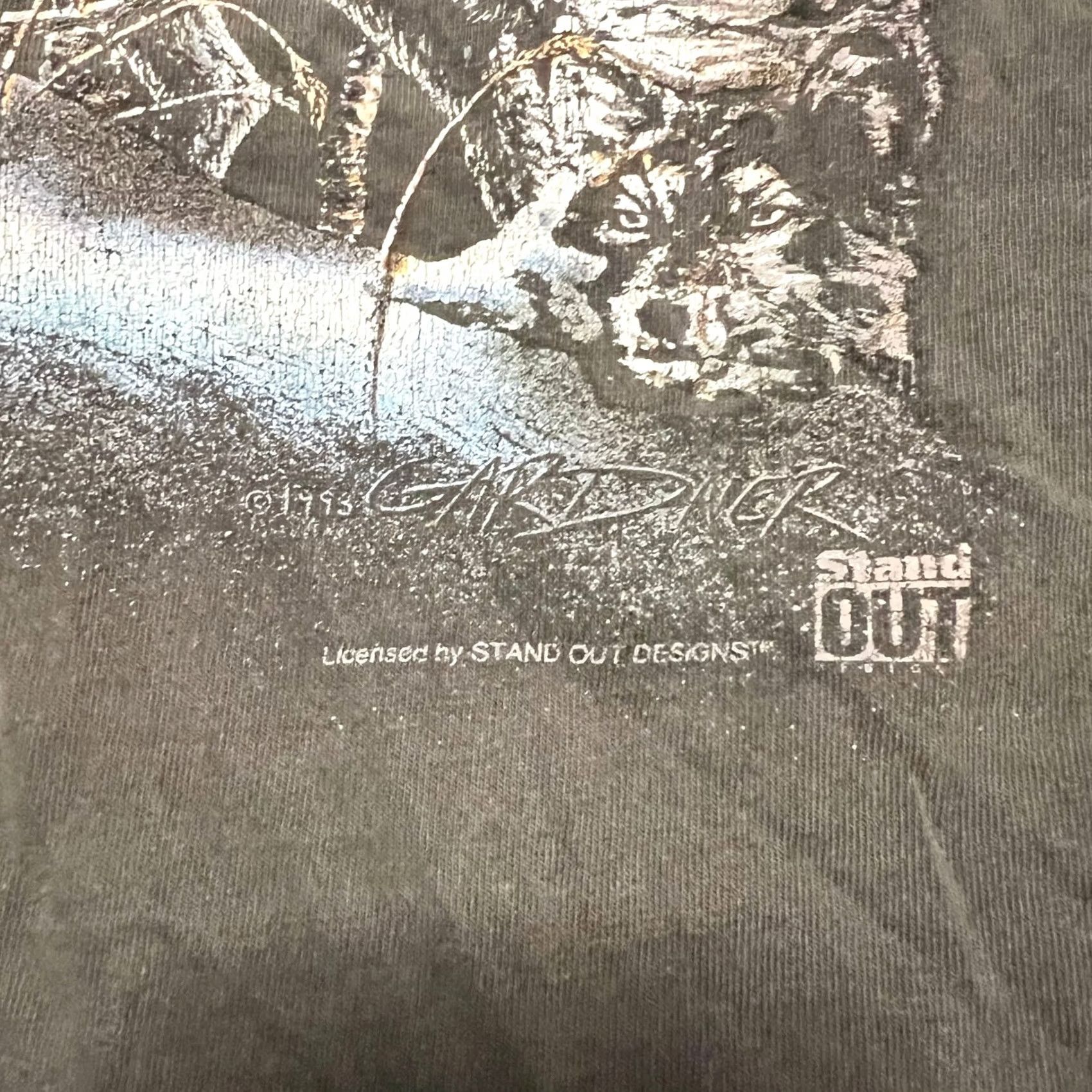 Vintage VINTAGE Oneita Shirt Mens XL Wolf Print Single Stitch Tee Gray Distressed Size US XL / EU 56 / 4 - 3 Thumbnail