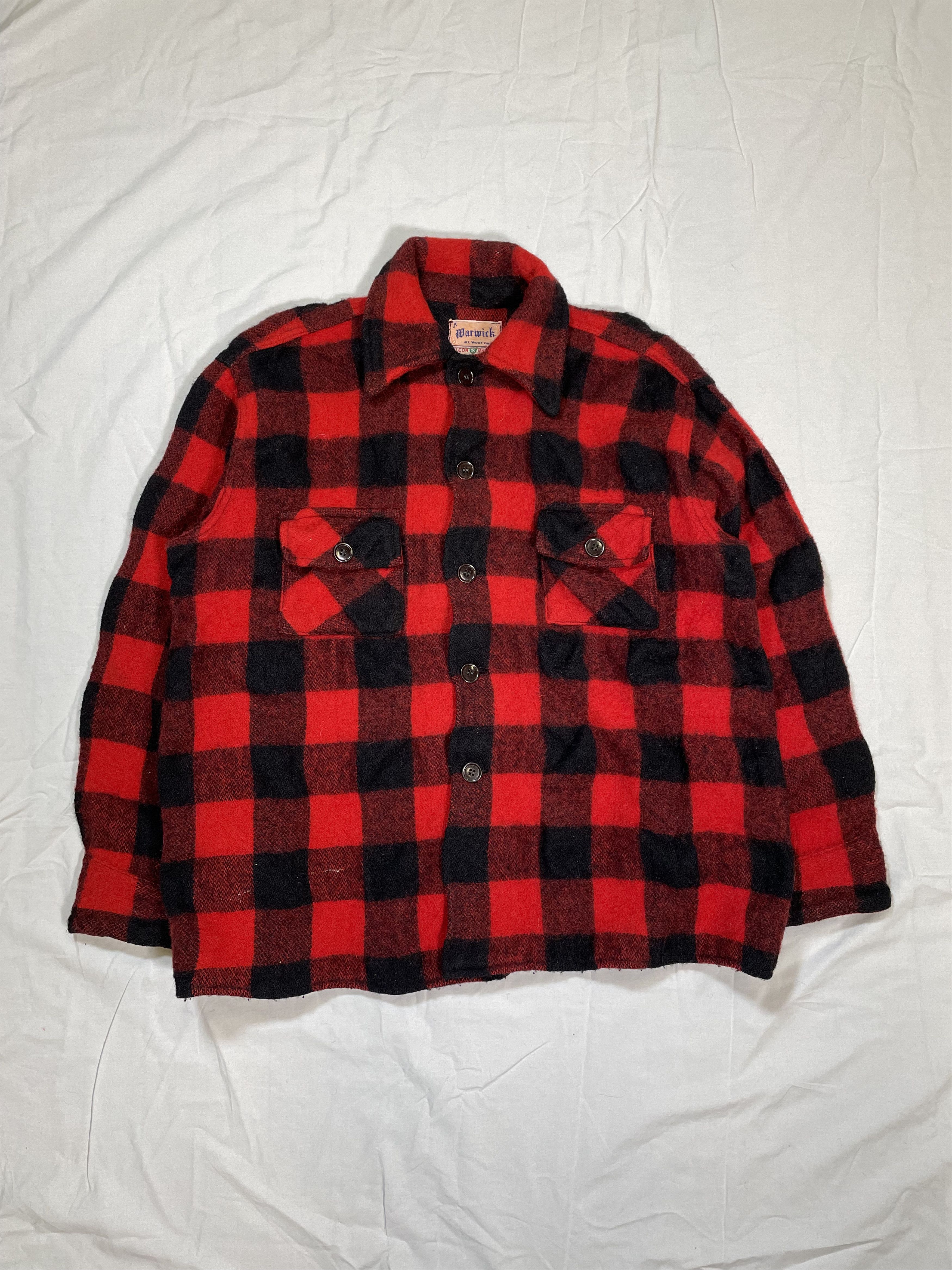 VTG 1940s/1950s Falcon Brand Buffalo Check Plaid Wool Jacket