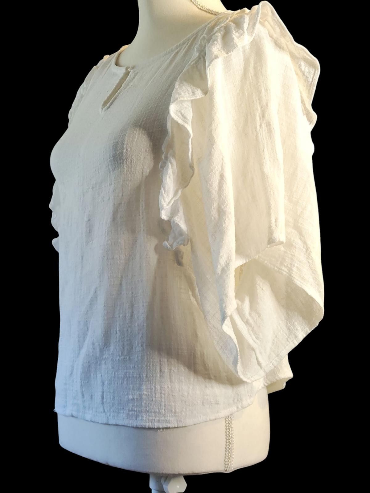 Other Favlux White Ruffle Sleeve Blouse - Women's Casual Top Size M / US 6-8 / IT 42-44 - 5 Thumbnail