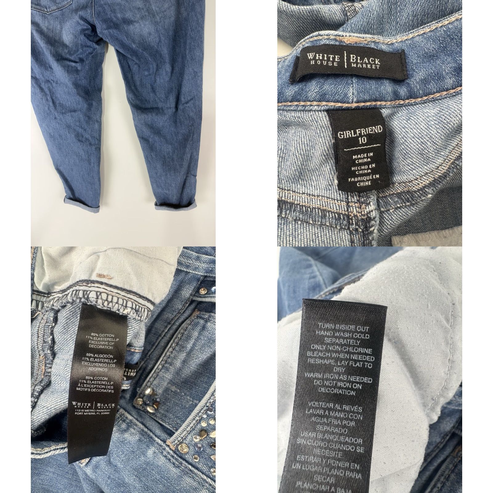 White House Black Market VINTAGE White House Black Market Girlfriend Jeans Womens Size 10 Ankle Fit Distressed Cotton Spandex Blue 2010s Size 32" / US 10 / IT 46 - 8 Thumbnail