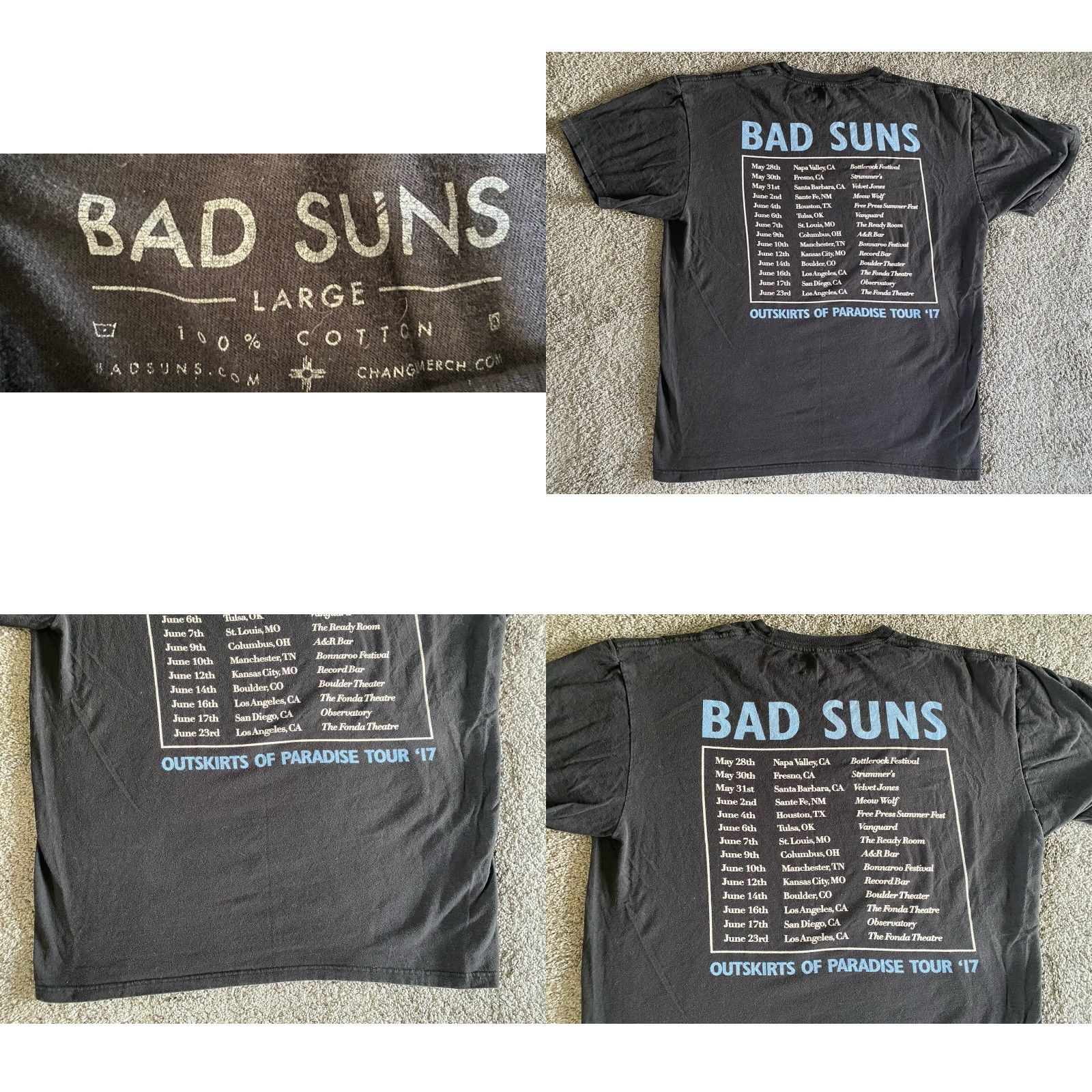 Vintage VINTAGE Bad Suns Outskirts Of Paradise Tour 2017 T Shirt Black Men’s Large Size US L / EU 52-54 / 3 - 8 Thumbnail
