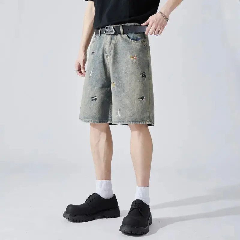 Japanese Brand Retro loose embroidered denim shorts Size US 32 / EU 48 - 2 Thumbnail