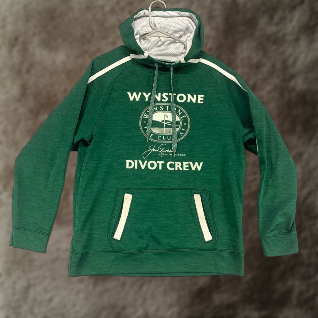 Vintage Jack Nicklaus Hoodie Mens Medium Green Pullover Divot Crew Pullover Wynstone Logo Pockets Lightweight Outdoor Pattern Solid Size US M / EU 48-50 / 2 - 1 Thumbnail