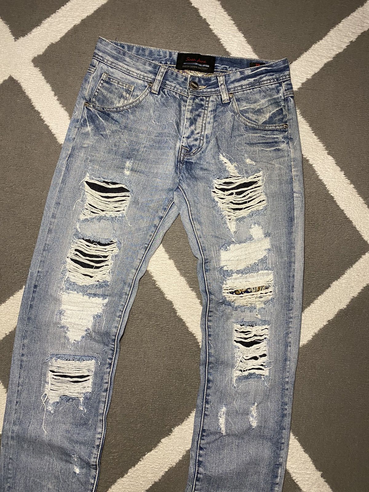 Designer × Vintage Men’s distressed Slim Fit Denim Pants Trousers Drill Size US 28 / EU 44 - 7 Thumbnail