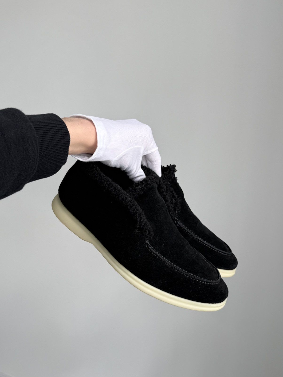 Loro Piana Loro Piana Open Walk Suede Shearling Loafers Black Size US 10 / EU 43 - 5 Thumbnail