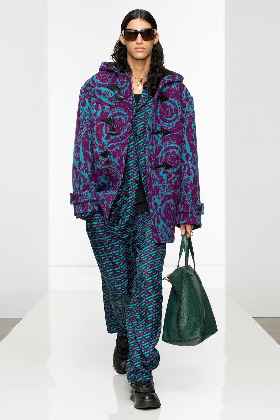 image of Versace Barocco Coat From 2022 Fall Winter Collection in Purple Lily, Men's (Size Medium)