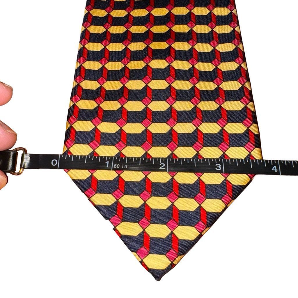 Bullock & Jones Bullock & Jones Geometic 100% Silk Handmade in Italy Tie Size ONE SIZE - 2 Thumbnail