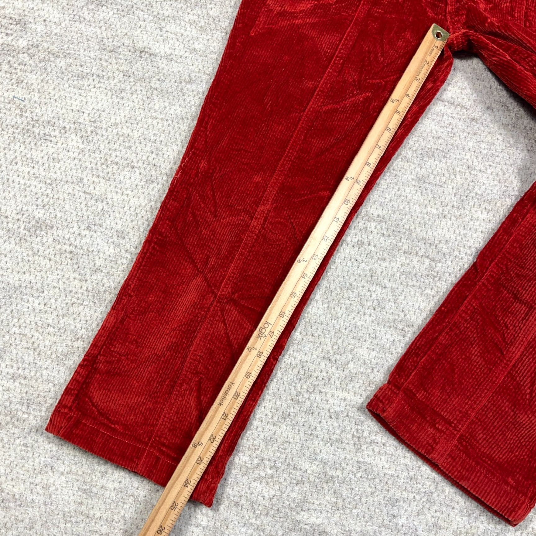 Vintage Judy Blue Jeans Women 13 31 Ankle Straight Red Corduroy Pants Button Fly Cords Size 34" / US 12 / IT 48 - 6 Thumbnail