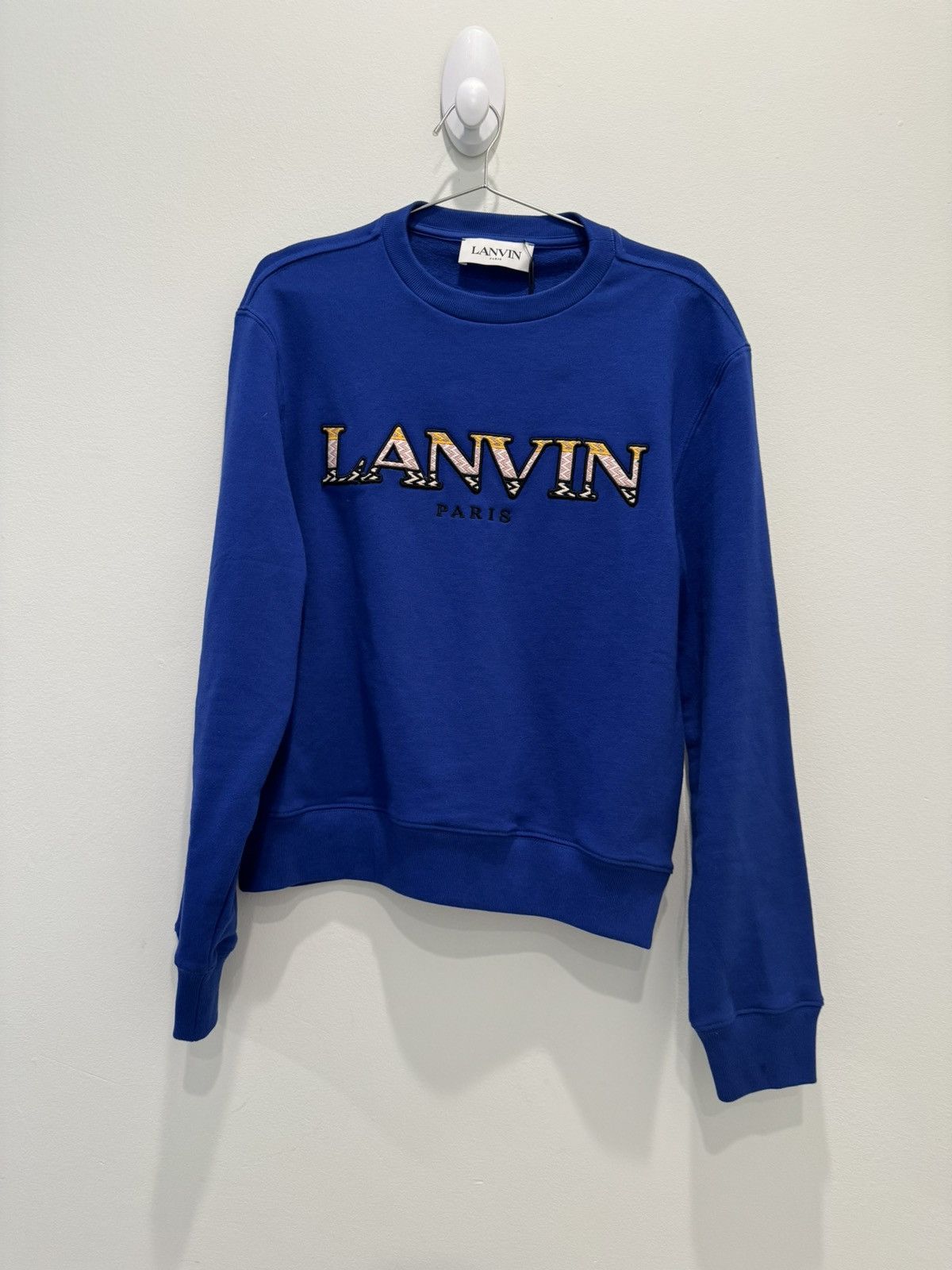 Lanvin FINAL DROP crib lace embroidered logo sweatshirt Klein blue Size US S / EU 44-46 / 1 - 1 Thumbnail
