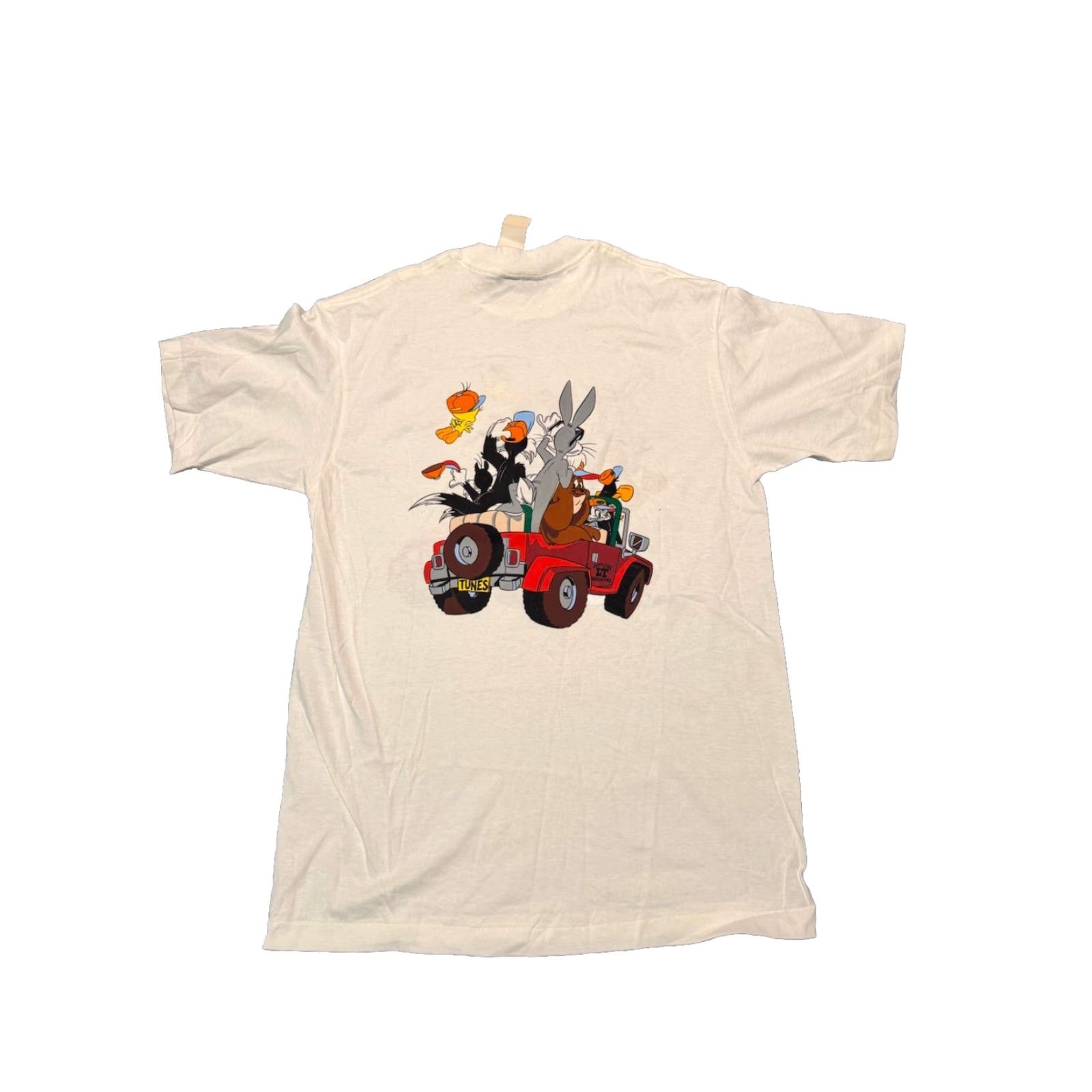 Vintage VINTAGE Warner Bros Looney Tunes T-Shirt L White Unisex 1990s 2-Sided Bugs Bunny Taz Daddy Jeep Size US L / EU 52-54 / 3 - 5 Thumbnail