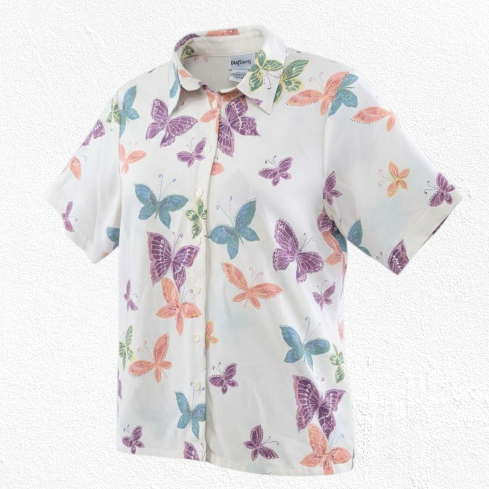 Vintage Vintage Butterfly Button Up Pastel Retro Blouse Size XSP Size XS / US 0-2 / IT 36-38 - 1 Thumbnail