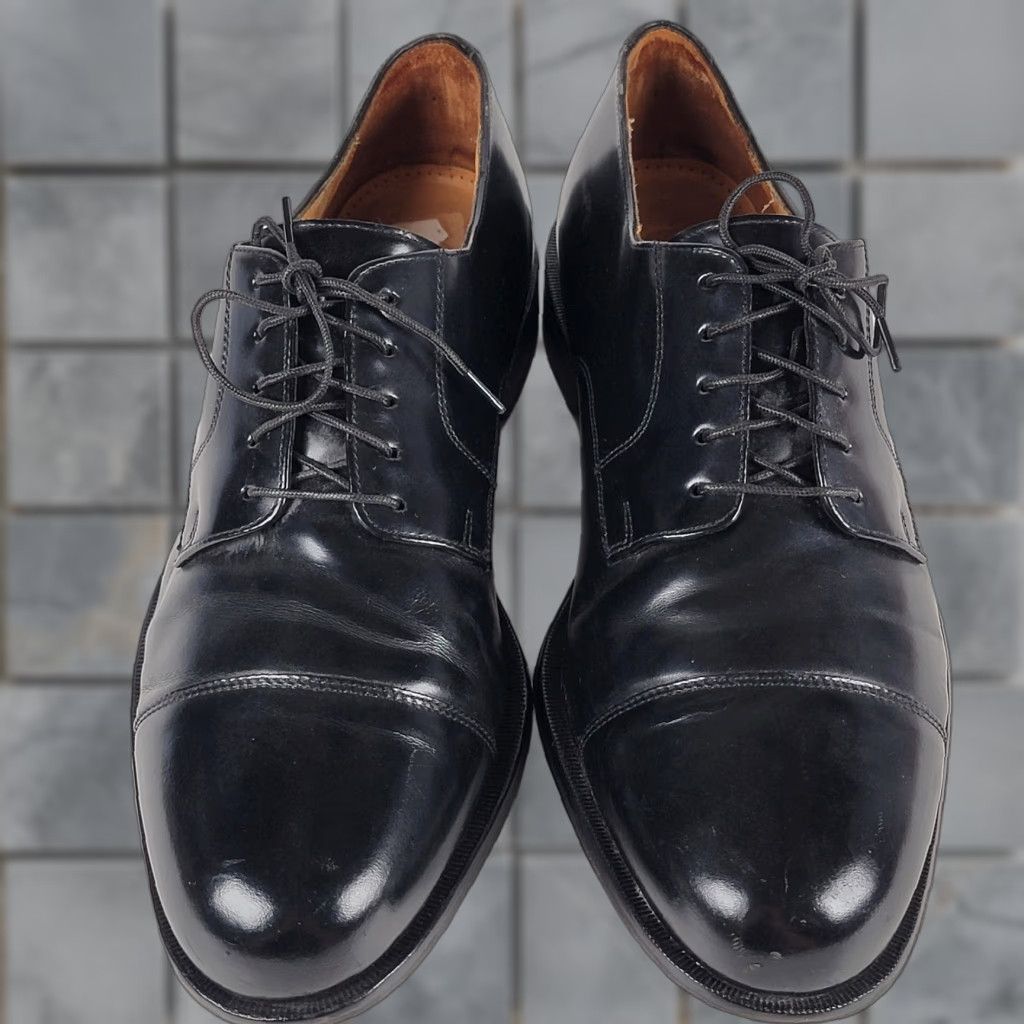 Cole Haan VINTAGE Cole Haan Black Leather Cap Toe Oxfords Men 11 EEE USA Green Label Dress Oxford Cap Toe Leather Upper Leather Lining Shoes Mens Shoes Size ONE SIZE - 1 Thumbnail