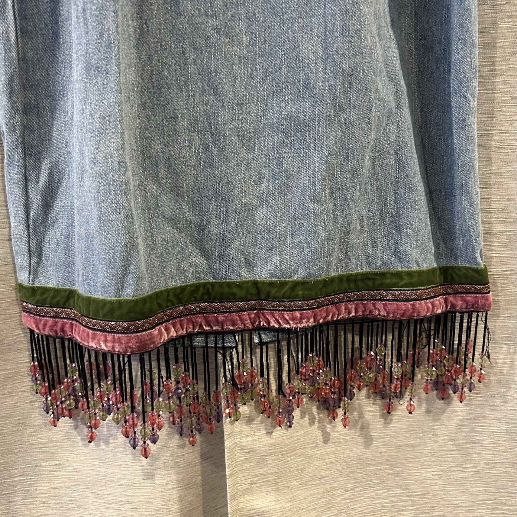Vintage VINTAGE ABS by Allen Schwartz Denim Beaded Sleeveless Dress Size 6 Y2K Dress Beaded A-Line Blue 36in Short Womens Size M / US 6-8 / IT 42-44 - 3 Thumbnail