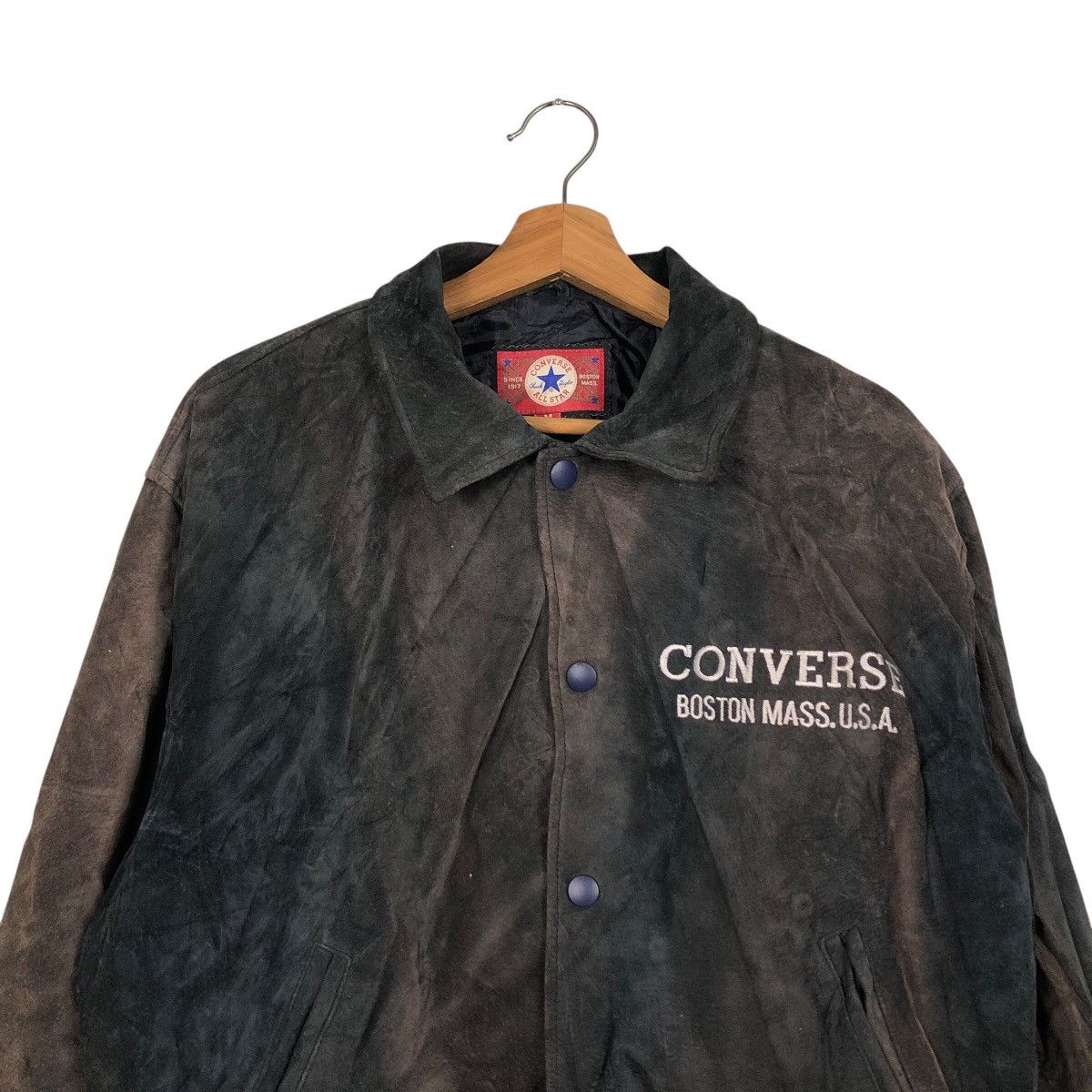 Japanese Brand Vintage Bomber Leather Jacket Converse All Star Boston Mass Size US M / EU 48-50 / 2 - 5 Thumbnail
