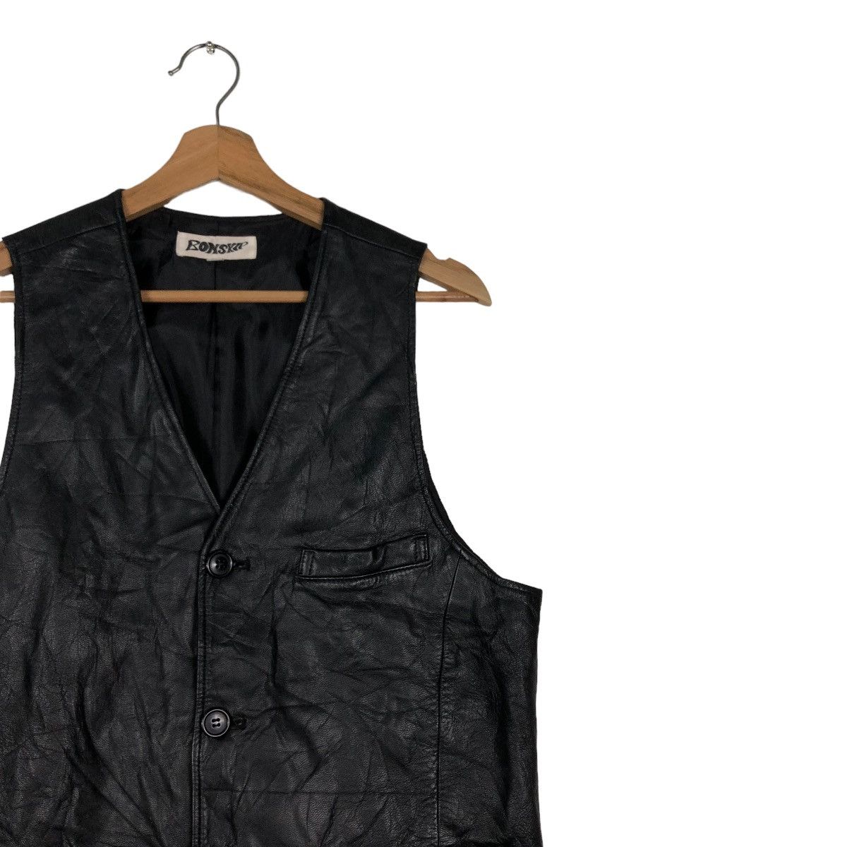 Japanese Brand 📌VINTAGE LEATHER TANK TOP VEST BIKER BONSKIP JAPAN Size US M / EU 48-50 / 2 - 9 Thumbnail