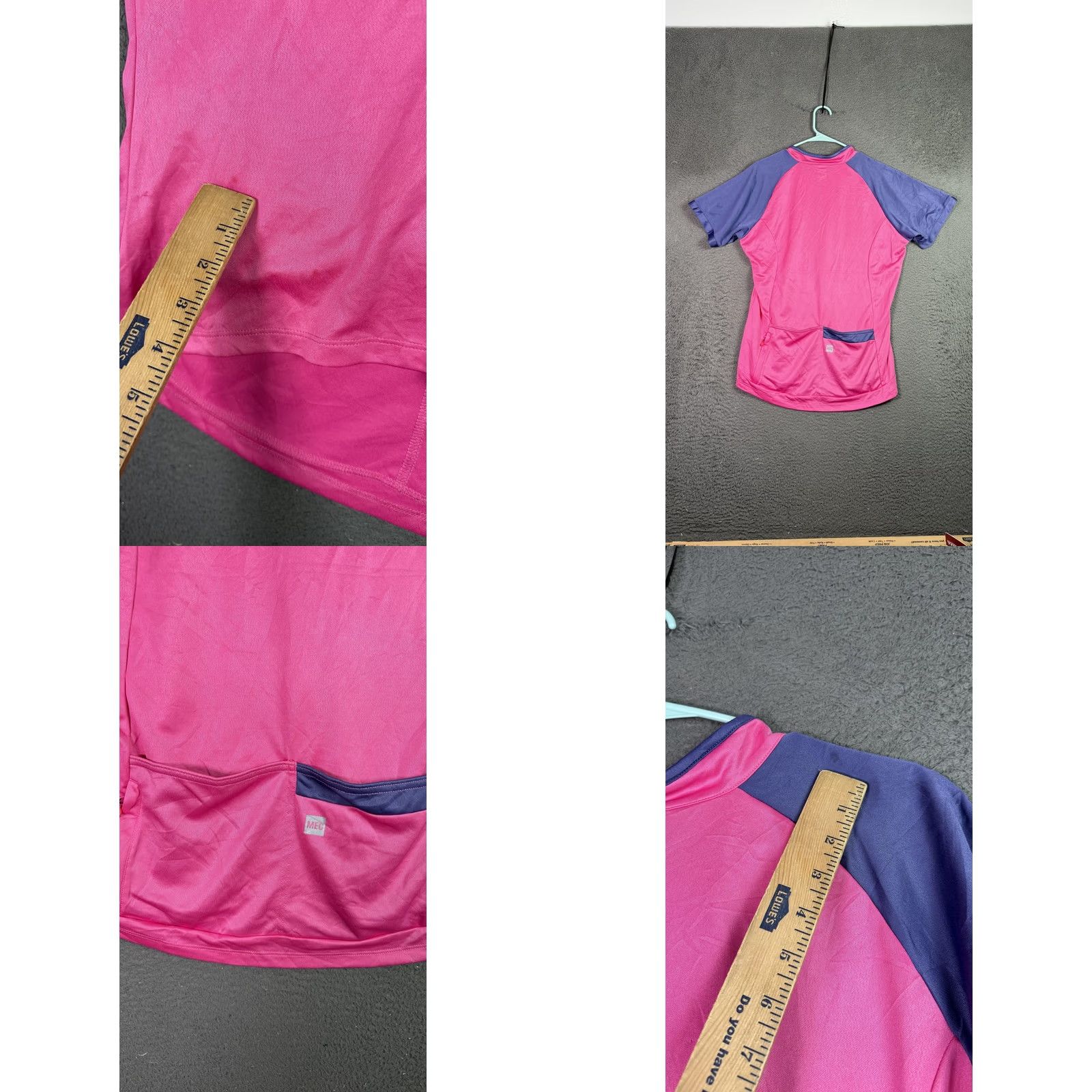 Pinko MEC Shirt Womens XL Pink Purple Short Sleeve Slim Fit Cycling Jersey Pockets Size XL / US 12-14 / IT 48-50 - 8 Thumbnail