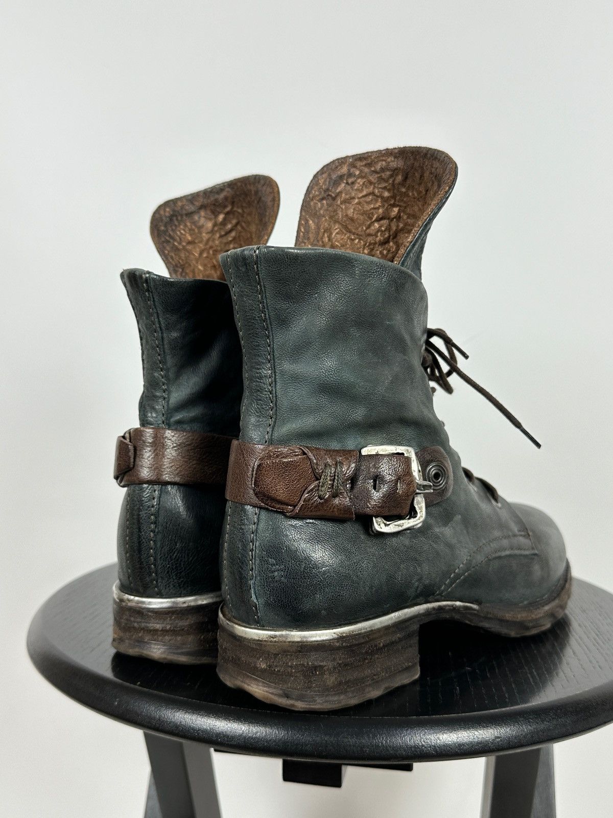 A.S.98 A.S.98. Airstep Navy Green Leather Biker Ankle Boots Size US 10 / IT 40 - 4 Thumbnail