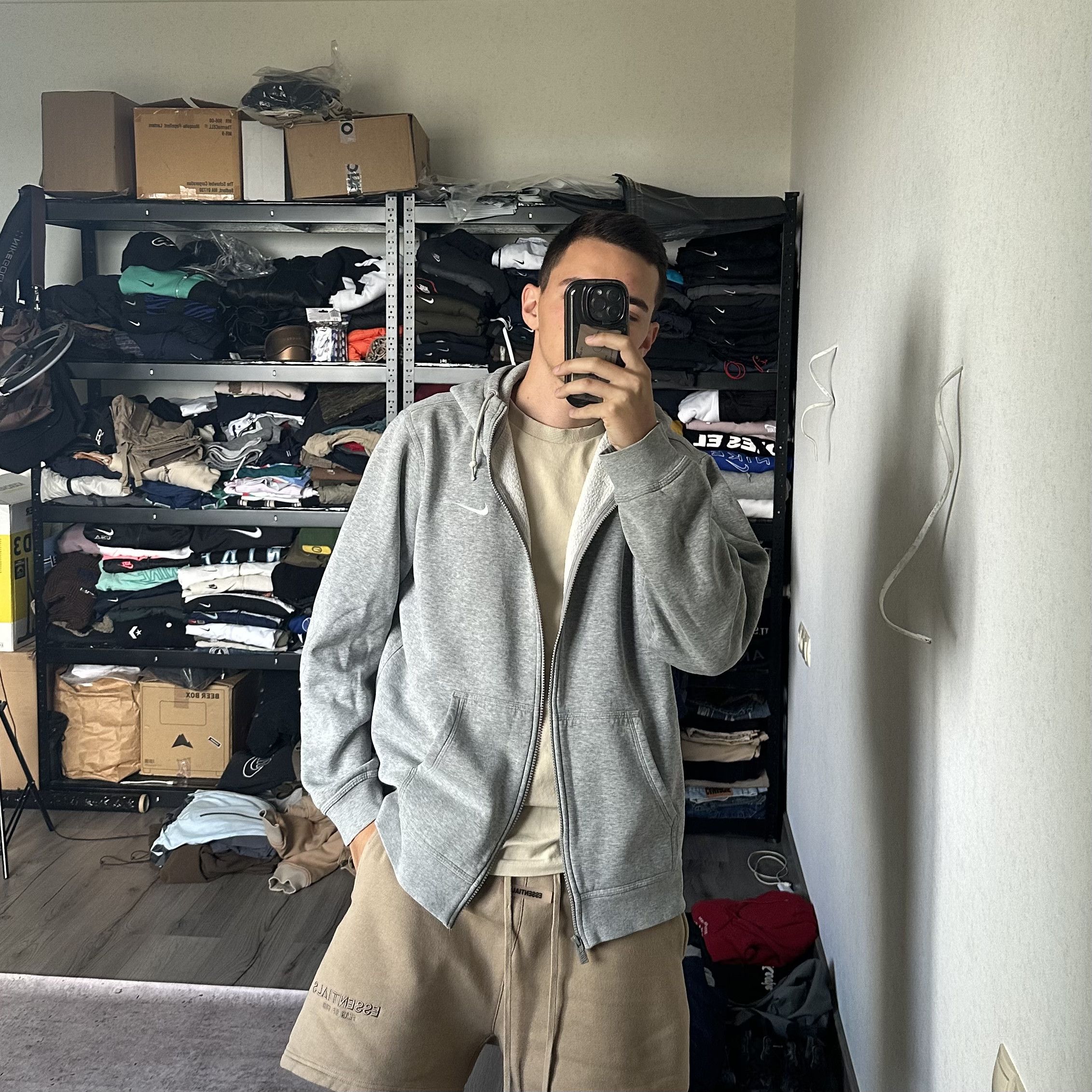 Nike × Vintage Nike y2k Vintage Baggy Boxy Oversize White Swoosh Zip Hoodie Size US XL / EU 56 / 4 - 4 Thumbnail
