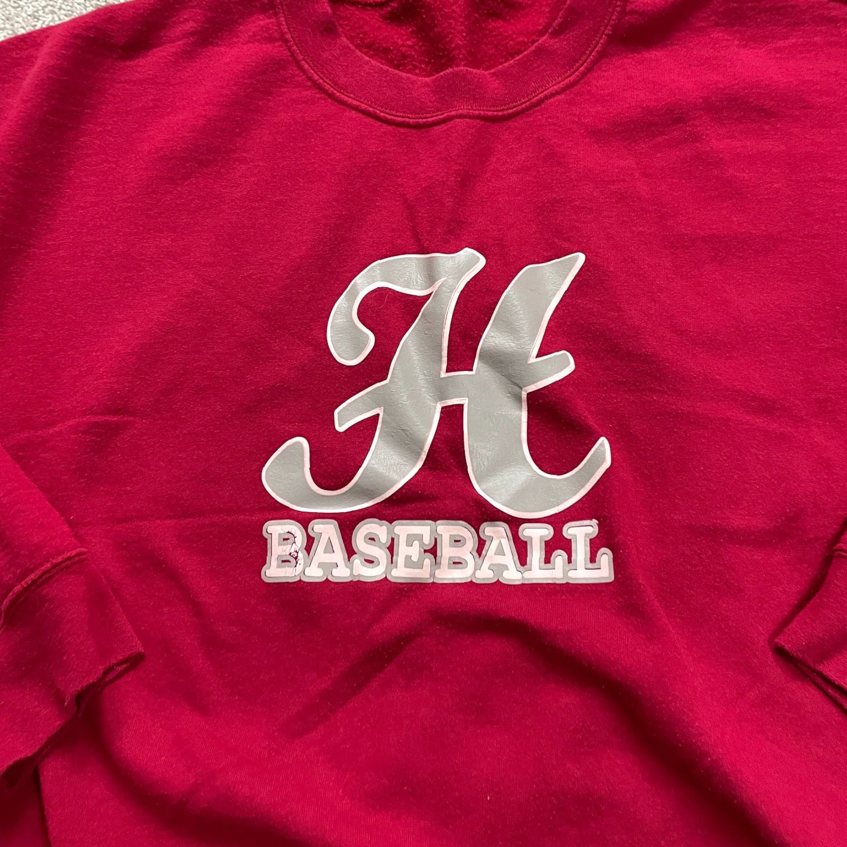 Gildan Gildan Heavy Cotton Pullover Sweatshirt Mens XL Red Logo Knit Fleece Solid Long Sleeve Crew Neck All Seasons Classic Baseball Outdoor Size US XL / EU 56 / 4 - 3 Thumbnail