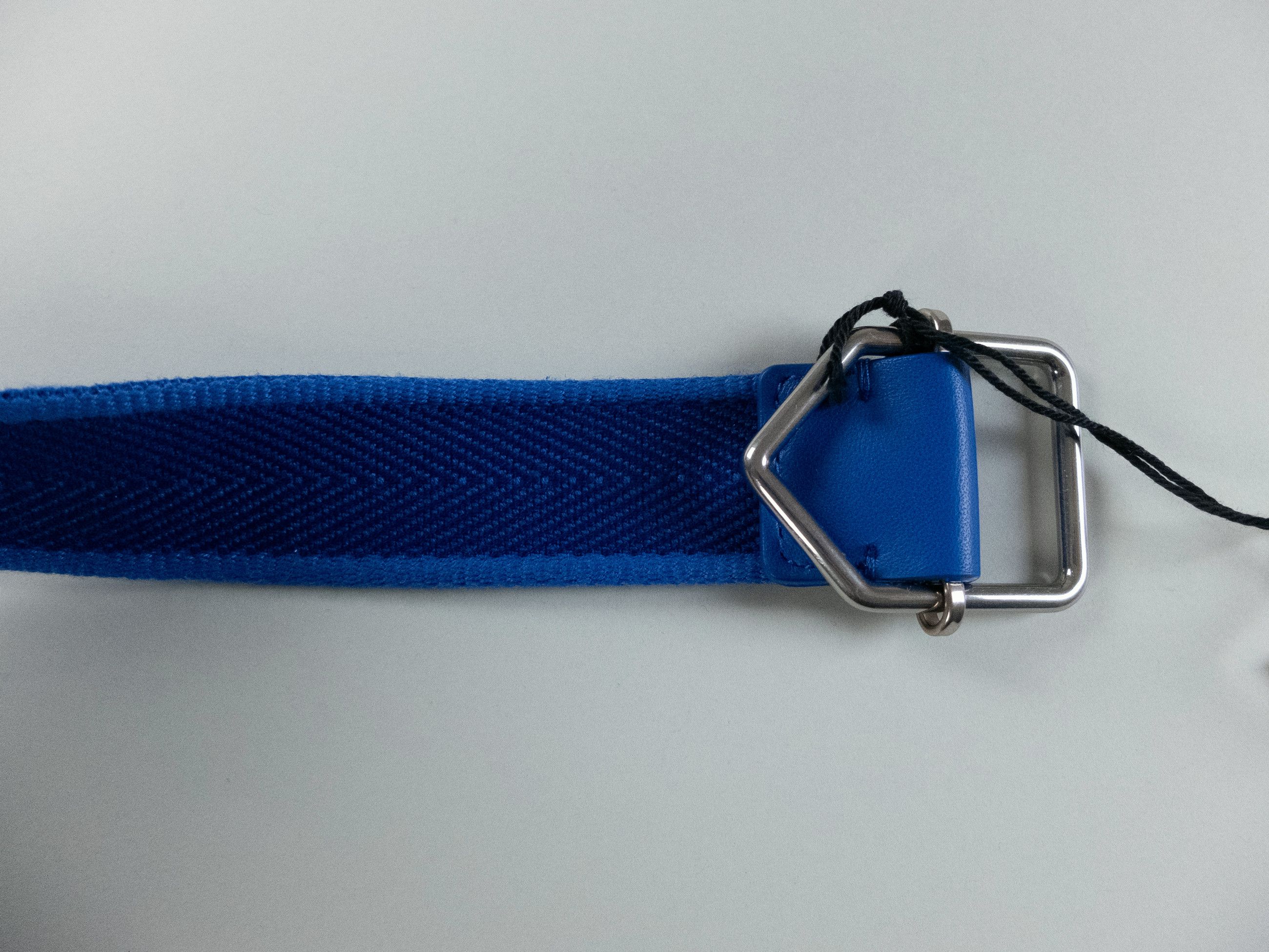 Bottega Veneta BOTTEGA VENETA cobalt blue webbing fabric & leather belt 95 Size 36 - 4 Thumbnail