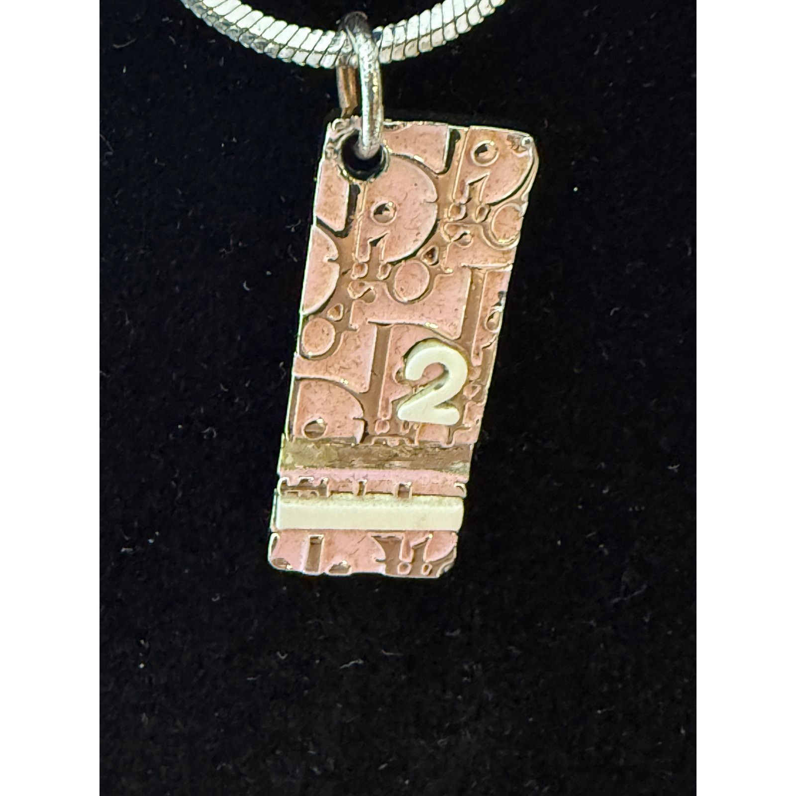 Christian Dior Monsieur Vintage Christian Dior #2 Pendant Necklace Silver Pink Charm Size ONE SIZE - 2 Thumbnail