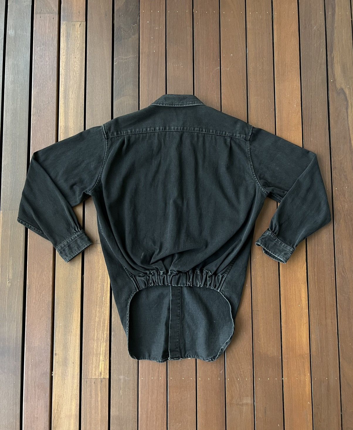 Raf Simons SS18 Raf Simons Black Denim Shirt with Elastic on the Back Size US S / EU 44-46 / 1 - 2 Thumbnail