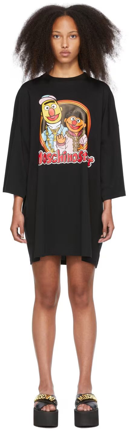 Moschino Black Sesame Street Edition T-Shirt Dress Size XS / US 0-2 / IT 36-38 - 5 Thumbnail