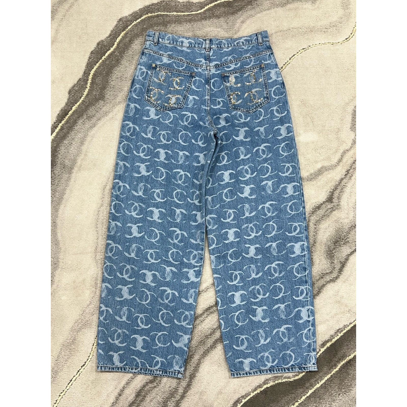 Chanel Chanel Denim White CC Print Logo Baggy Oversized Jeans 36 Size 26" / US 2 / IT 38 - 6 Thumbnail