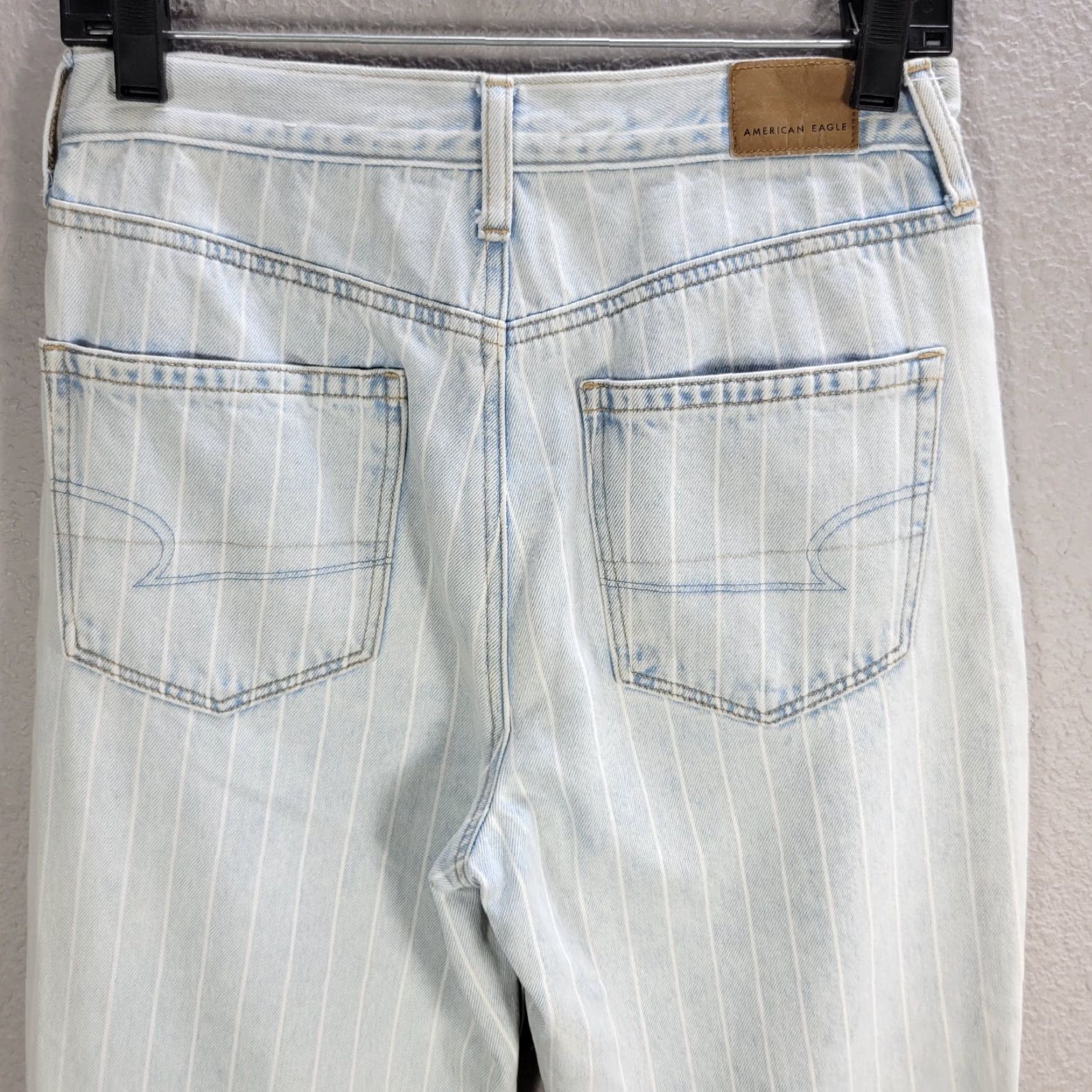Vintage Women American Eagle Light Blue Striped Jeans Ankle High Rise Cotton Sz 6 Short Size 28" / US 6 / IT 42 - 6 Thumbnail