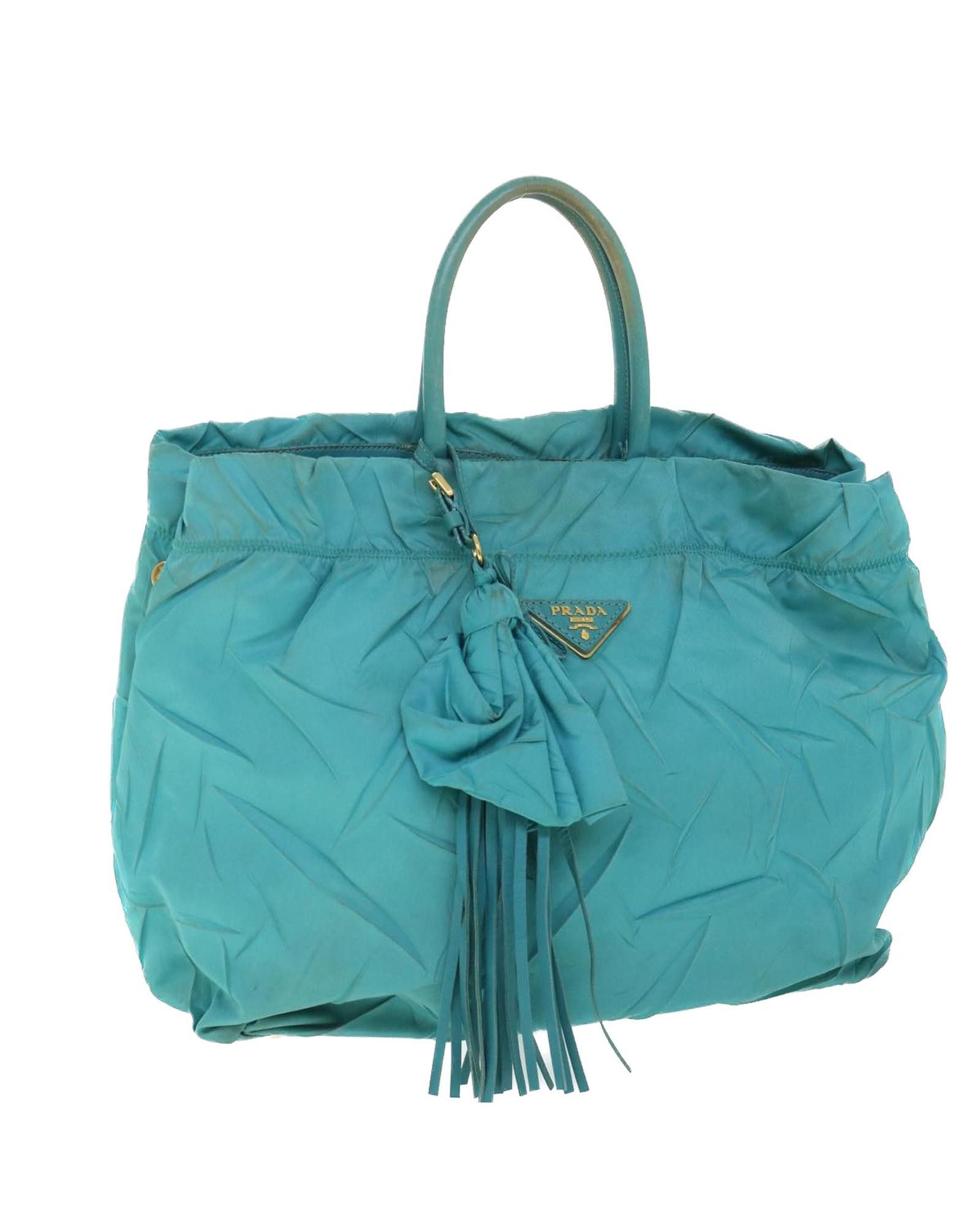 image of Prada Nylon Light Blue Hand Bag, Women's