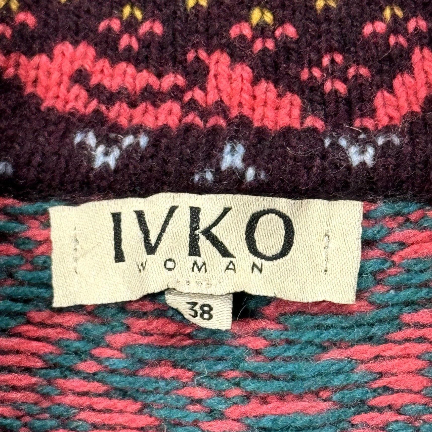 Vintage VINTAGE IVKO Women's Knit Cardigan Sweater Sz 38 All Seasons Tribal Floral Southwest Pattern Size XS / US 0-2 / IT 36-38 - 3 Thumbnail