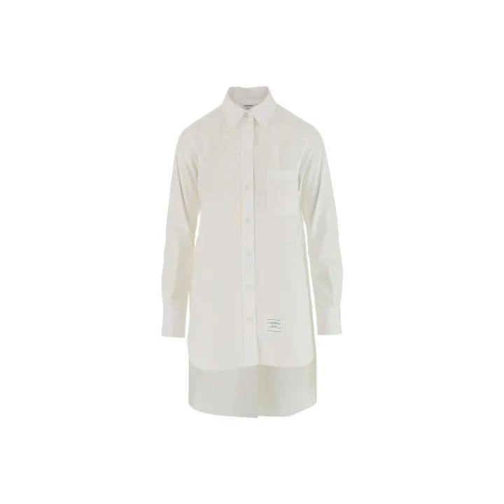 Thom Browne Thom Browne Long Sleeve White Shirt with Logo 0079 Size M / US 6-8 / IT 42-44 - 1 Thumbnail