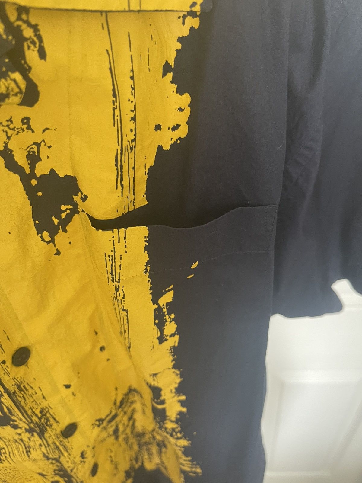 Marni Navy & Yellow Paint Brush Splatter Button Up Shirt Size US M / EU 48-50 / 2 - 7 Thumbnail
